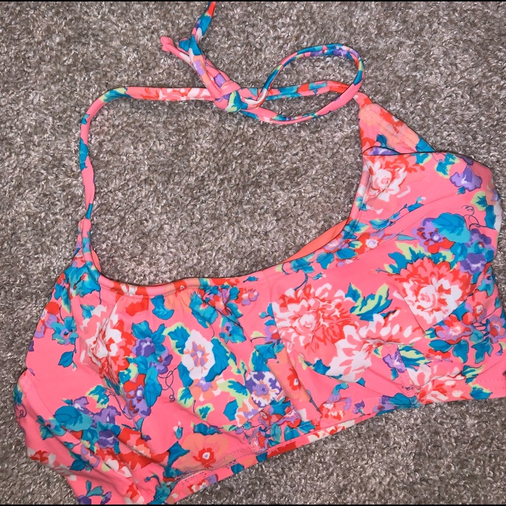 Forever 21 Pink & Blue Floral Swim top size M - Picture 3 of 5